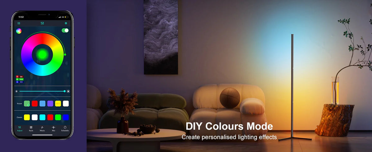 Luminária de Piso RGB com Sincronização de Música