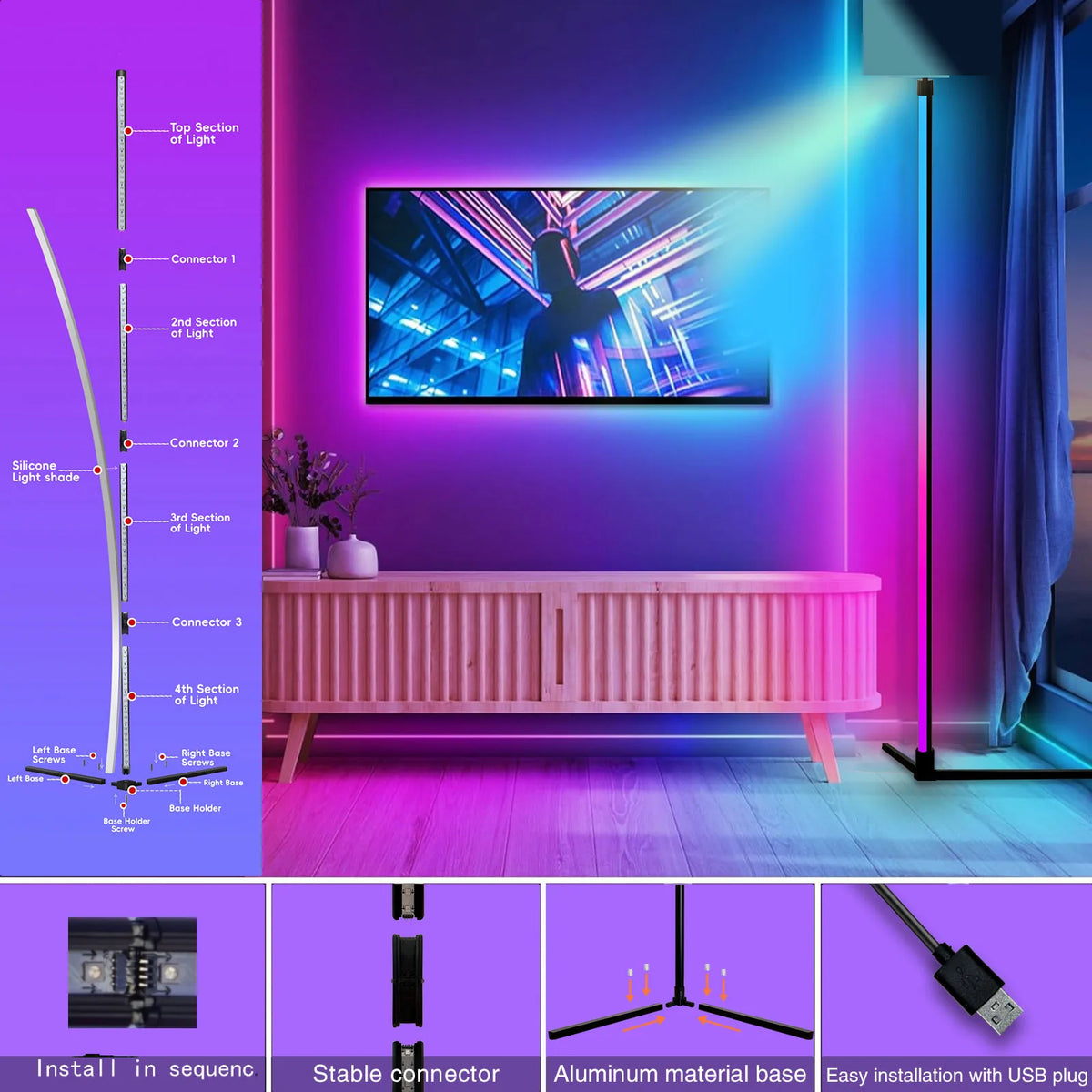 Luminária de Piso RGB com Sincronização de Música