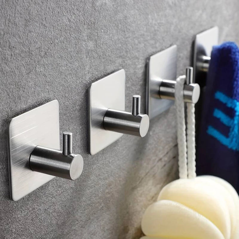 Ganchos Adesivos Modernos em Aço Inox