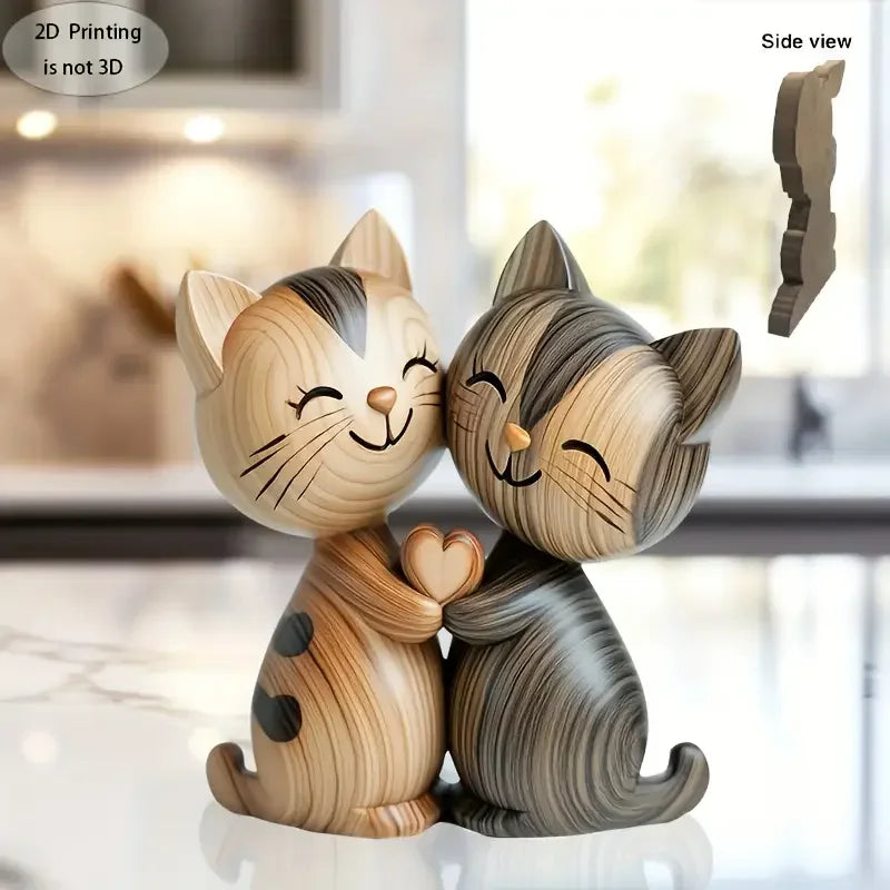 Escultura de Casal de Gatinhos