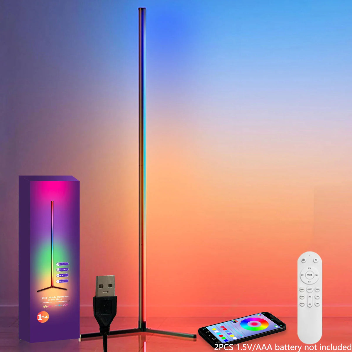 Luminária de Piso RGB com Sincronização de Música