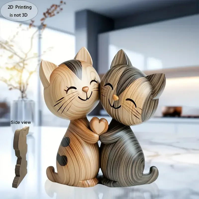 Escultura de Casal de Gatinhos
